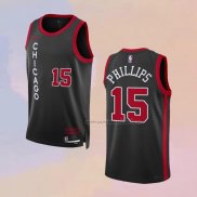 Camiseta Chicago Bulls Julian Phillips NO 15 Ciudad 2023-24 Negro