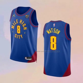 Camiseta Denver Nuggets Peyton Watson NO 8 Statement 2022-23 Azul