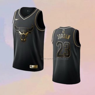 Camiseta Golden Edition Chicago Bulls Michael Jordan NO 23 Negro