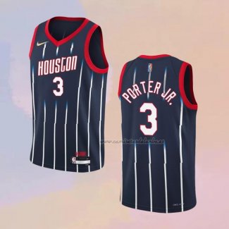 Camiseta Houston Rockets Kevin Porter JR. NO 3 Ciudad 2021-22 Azul