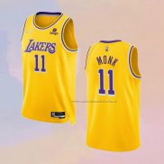 Camiseta Los Angeles Lakers Malik Monk NO 11 75th Anniversary 2021-22 Amarillo