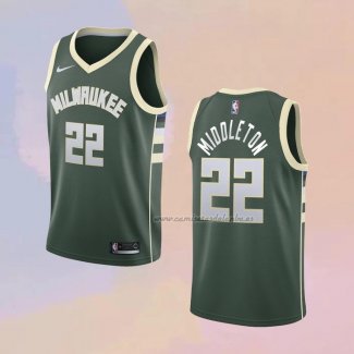 Camiseta Milwaukee Bucks Khris Middleton NO 22 Icon Verde