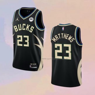 Camiseta Milwaukee Bucks Wesley Matthews NO 23 Statement 2022-23 Negro