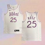 Camiseta Minnesota Timberwolves Derrick Rose NO 25 Earned Blanco