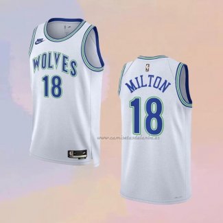 Camiseta Minnesota Timberwolves Shake Milton NO 18 Classic 2023-24 Blanco