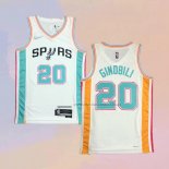 Camiseta San Antonio Spurs Manu Ginobili NO 20 Ciudad 2021-22 Blanco