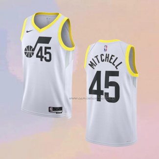 Camiseta Utah Jazz Donovan Mitchell NO 45 Association 2022-23 Blanco