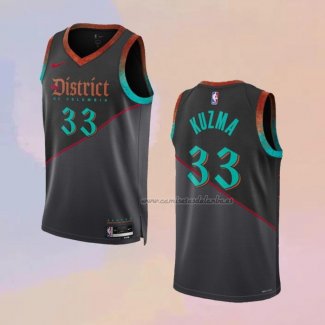 Camiseta Washington Wizards Kyle Kuzma NO 33 Ciudad 2023-24 Negro