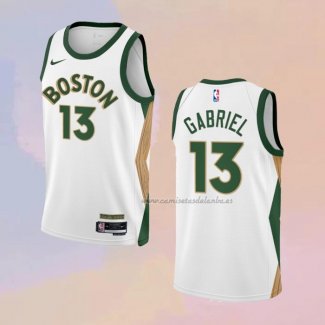 Camiseta Boston Celtics Wenyen Gabriel NO 13 Ciudad 2023-24 Blanco