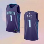 Camiseta Charlotte Hornets LaMelo Ball NO 1 Statement 2022-23 Violeta