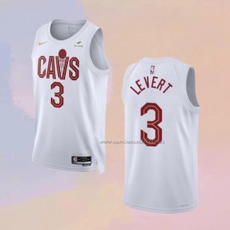 Camiseta Cleveland Cavaliers Caris Levert NO 3 Association 2022-23 Blanco