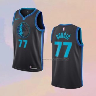 Camiseta Dallas Mavericks Luka Doncic NO 77 Ciudad 2018-19 Azul