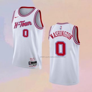 Camiseta Houston Rockets Tyty Washington NO 0 Ciudad 2023-24 Blanco