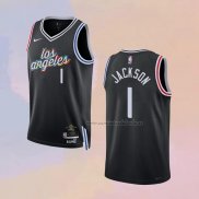 Camiseta Los Angeles Clippers Reggie Jackson NO 1 Ciudad 2022-23 Negro