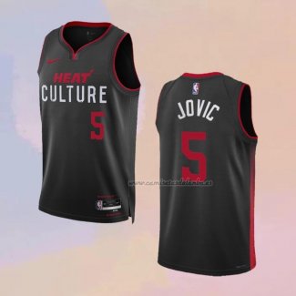 Camiseta Miami Heat Nikola Jovic NO 5 Ciudad 2023-24 Negro