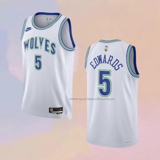 Camiseta Minnesota Timberwolves Anthony Edwards NO 5 Classic 2023-24 Blanco