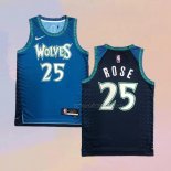 Camiseta Minnesota Timberwolves Derrick Rose NO 25 Ciudad 2021-22 Azul