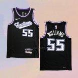 Camiseta Sacramento Kings Jason Williams NO 55 Ciudad 2021-22 Negro