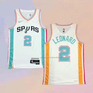 Camiseta San Antonio Spurs Kawhi Leonard NO 2 Ciudad 2021-22 Blanco