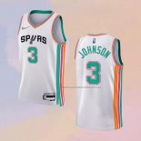 Camiseta San Antonio Spurs Keldon Johnson NO 3 Ciudad 2021-22 Blanco