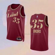 Camiseta Cleveland Cavaliers Isaac Okoro NO 35 Ciudad 2023-24 Rojo