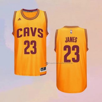 Camiseta Cleveland Cavaliers LeBron James NO 23 Retro Amarillo