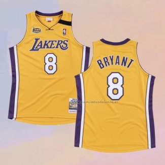 Camiseta Los Angeles Lakers Kobe Bryant NO 8 Mitchell & Ness 1999-00 Amarillo