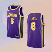 Camiseta Los Angeles Lakers LeBron James NO 6 Statement 2021-22 Violeta