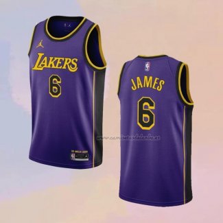 Camiseta Los Angeles Lakers LeBron James NO 6 Statement 2022-23 Violeta