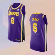 Camiseta Los Angeles Lakers LeBron James NO 6 Statement Autentico Violeta