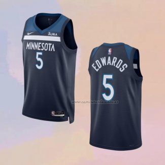 Camiseta Minnesota Timberwolves Anthony Edwards NO 5 Icon Azul