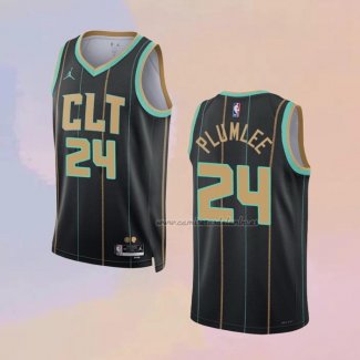 Camiseta Charlotte Hornets Mason Plumlee NO 24 Ciudad 2022-23 Negro