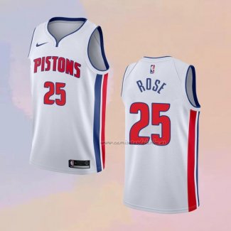 Camiseta Detroit Pistons Derrick Rose NO 25 Association 2018-19 Blanco