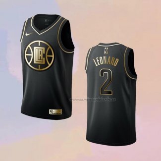 Camiseta Golden Edition Los Angeles Clippers Kawhi Leonard NO 2 Negro