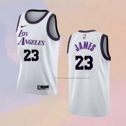 Camiseta Los Angeles Lakers LeBron James NO 23 Ciudad 2022-23 Blanco