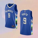 Camiseta Milwaukee Bucks Bobby Portis NO 9 Ciudad 2022-23 Azul