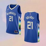 Camiseta Milwaukee Bucks Jrue Holiday NO 21 Ciudad 2022-23 Azul