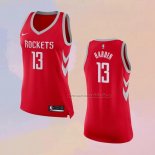 Camiseta Mujer Houston Rockets James Harden NO 13 Icon 2017-18 Rojo