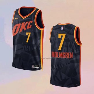 Camiseta Oklahoma City Thunder Chet Holmgren NO 7 Ciudad 2023-24 Negro