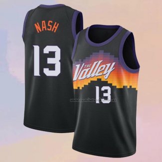 Camiseta Phoenix Suns Steve Nash NO 13 Ciudad 2020-21 Negro