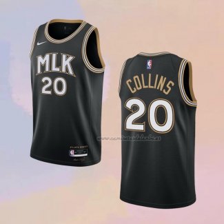 Camiseta Atlanta Hawks John Collins NO 20 Ciudad 2020-21 Negro