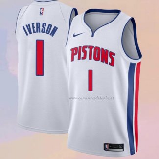 Camiseta Detroit Pistons Allen Iverson NO 1 Association Blanco