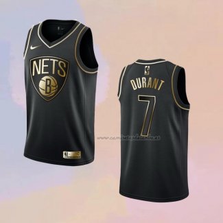 Camiseta Golden Edition Brooklyn Nets Kevin Durant NO 7 Negro