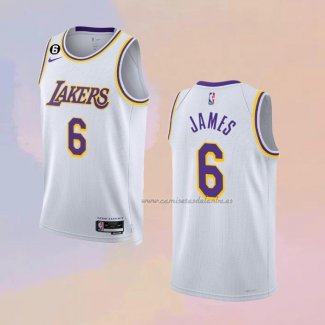 Camiseta Los Angeles Lakers LeBron James NO 6 Association 2022-23 Blanco