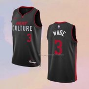 Camiseta Miami Heat Dwyane Wade NO 3 Ciudad 2023-24 Negro