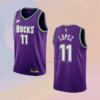 Camiseta Milwaukee Bucks Brook Lopez NO 11 Classic 2022-23 Violeta