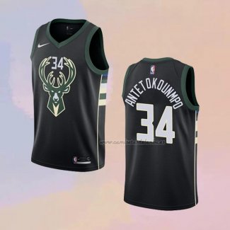 Camiseta Milwaukee Bucks Giannis Antetokounmpo NO 34 Negro