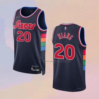 Camiseta Philadelphia 76ers Georges Niang NO 20 Ciudad 2021-22 Azul