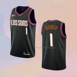 Camiseta Phoenix Suns Devin Booker NO 1 Ciudad 2019-20 Negro