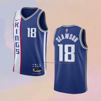 Camiseta Sacramento Kings Jalen Slawson NO 18 Ciudad 2023-24 Azul